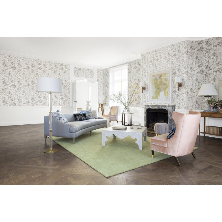 Dawn Oak Parquetry Mirrored Console Table with Storage