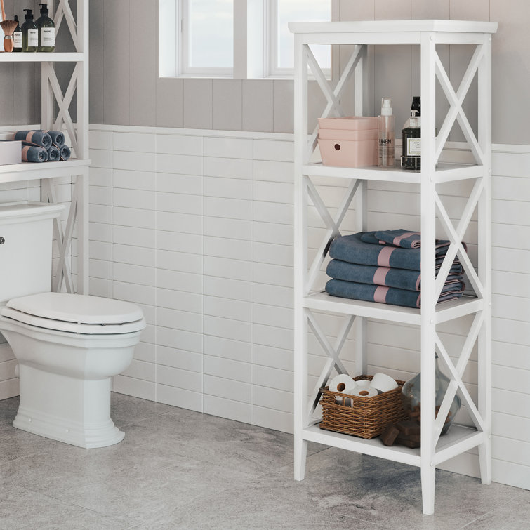 Adjustable White 63" Contemporary Storage Tower