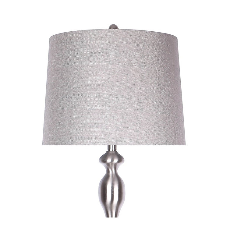 63.5" Brushed Nickel Floor Lamp with Gray Linen Shade