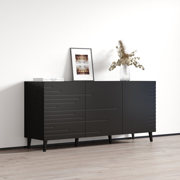 Nova 61'' Matte Black Modern Sideboard Buffet Credenza