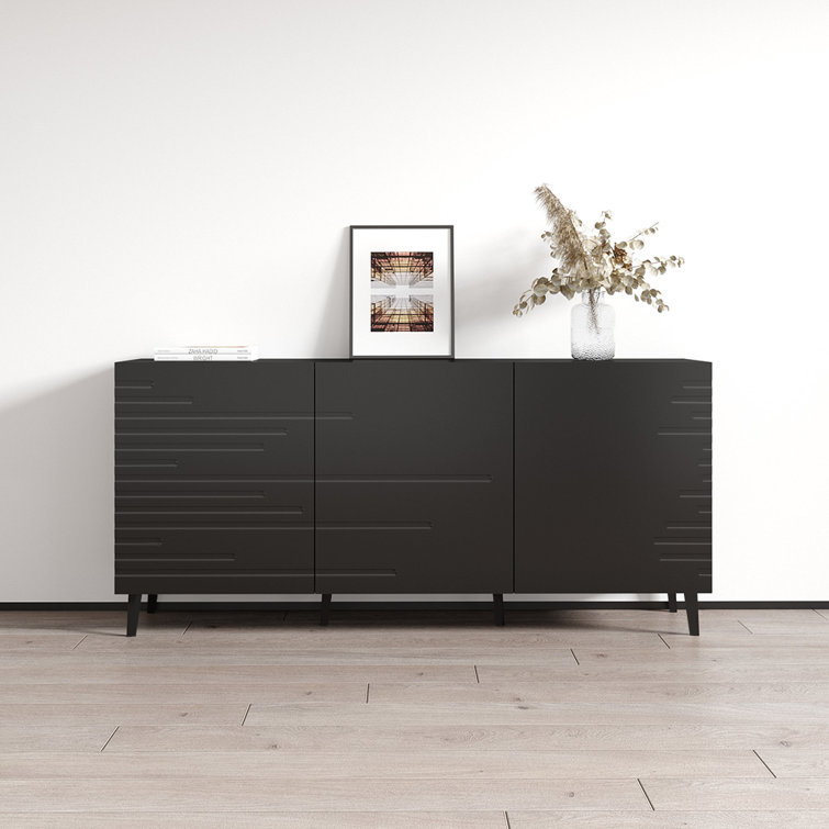 Nova 61'' Matte Black Modern Sideboard Buffet Credenza