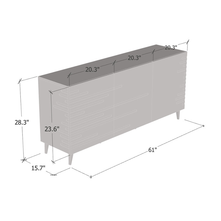 Nova 61'' Matte Black Modern Sideboard Buffet Credenza