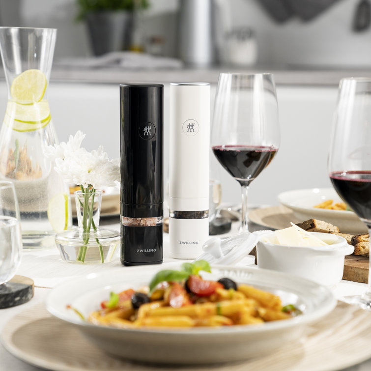 White Electric Salt and Pepper Mill with Ceramic Grinder