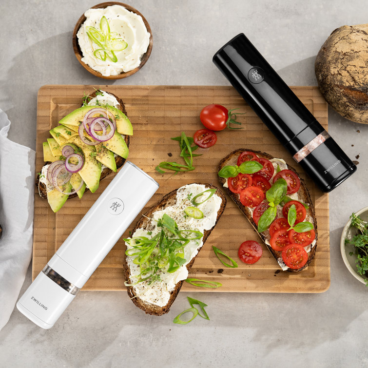 White Electric Salt and Pepper Mill with Ceramic Grinder