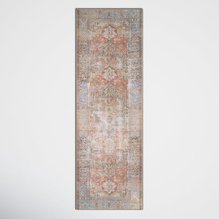 Heirloom Blue Wool Blend Runner Rug 2'6" x 7'6"