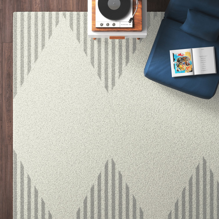 Luxurious Reversible Stripe Shag Rug 8' x 10' White/Grey
