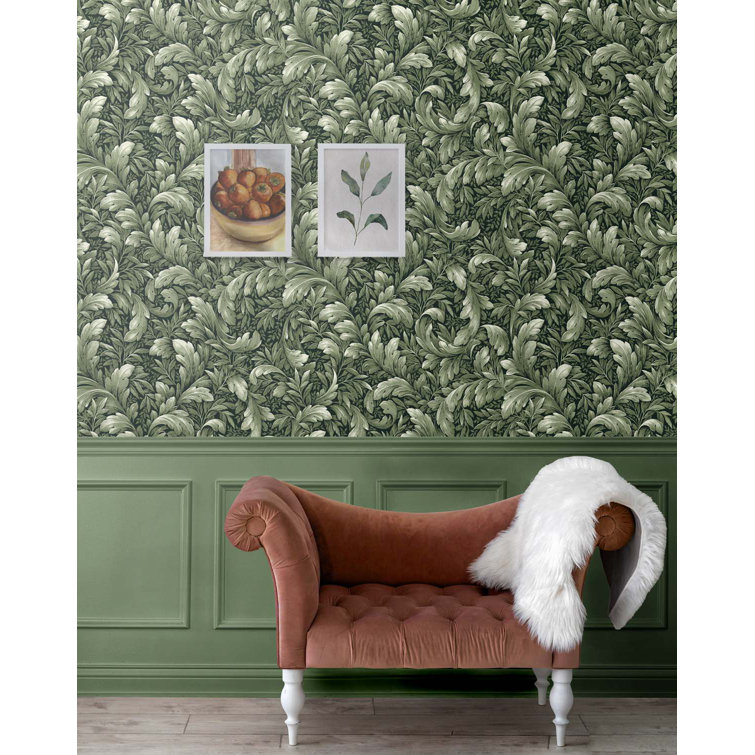 Forest Green Vinyl Peel and Stick Wallpaper Roll