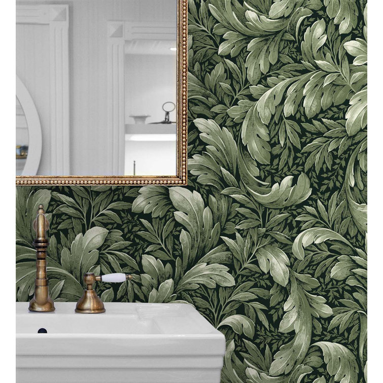 Forest Green Vinyl Peel and Stick Wallpaper Roll