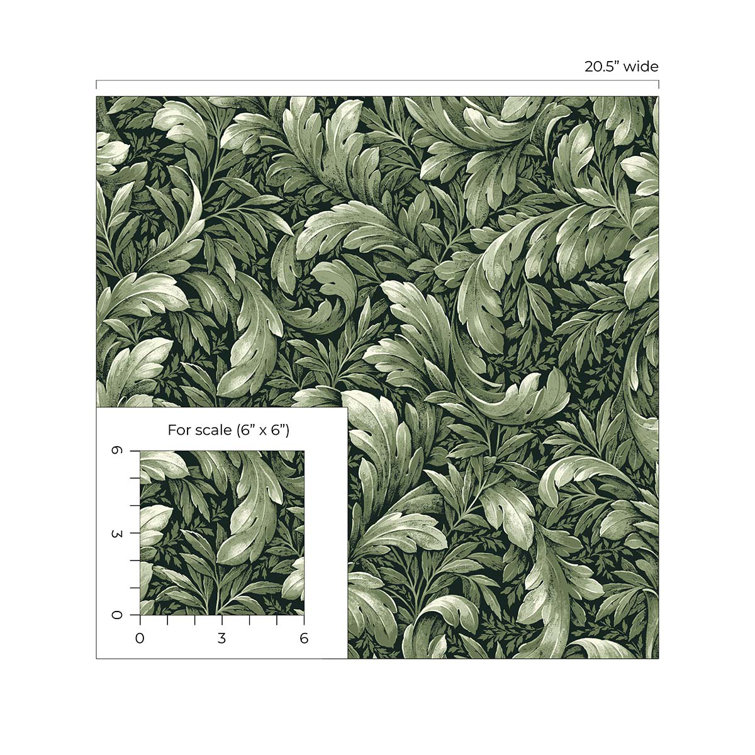 Forest Green Vinyl Peel and Stick Wallpaper Roll