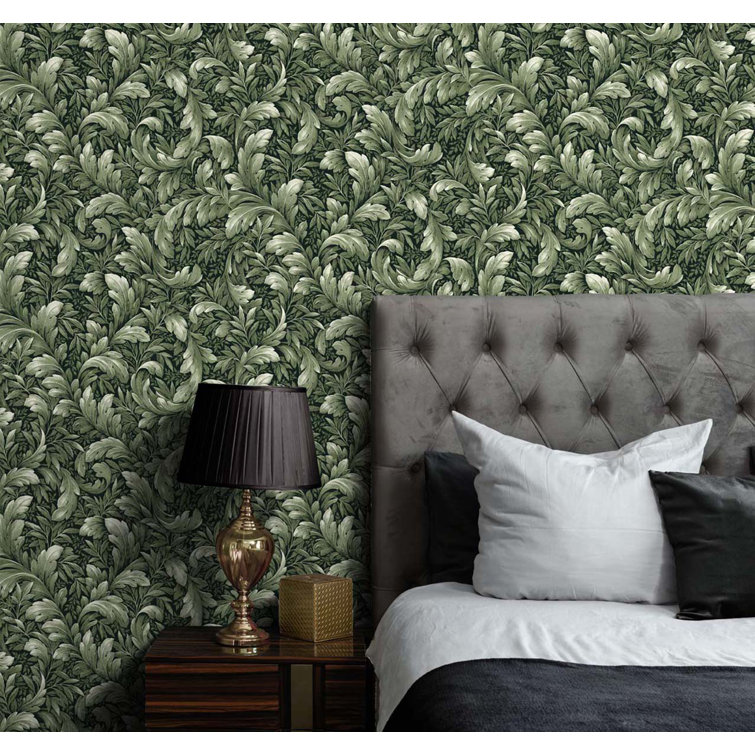 Forest Green Vinyl Peel and Stick Wallpaper Roll