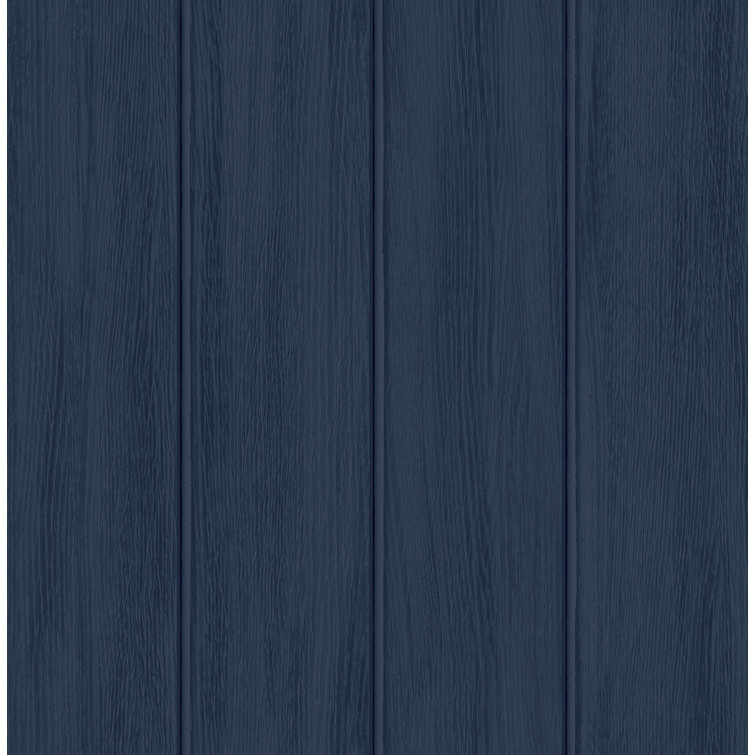 Navy Blue Faux Wood Peel and Stick Wallpaper