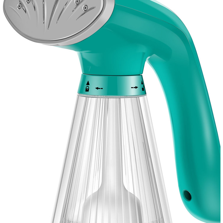 Teal Handheld Garment Steamer with Clear Ribbed Water Tank