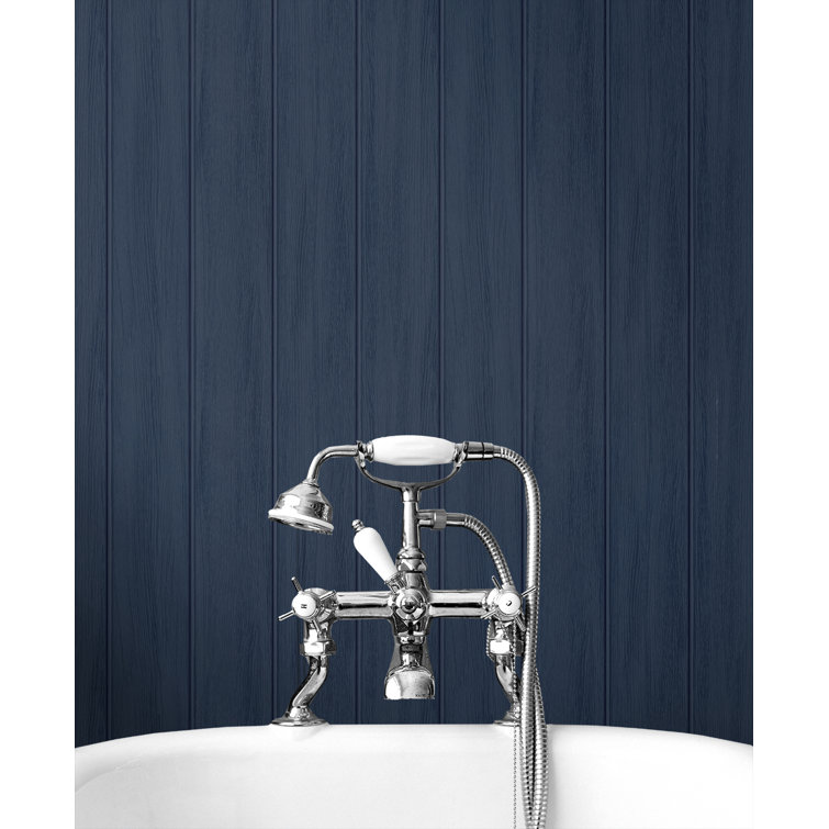 Navy Blue Faux Wood Peel and Stick Wallpaper