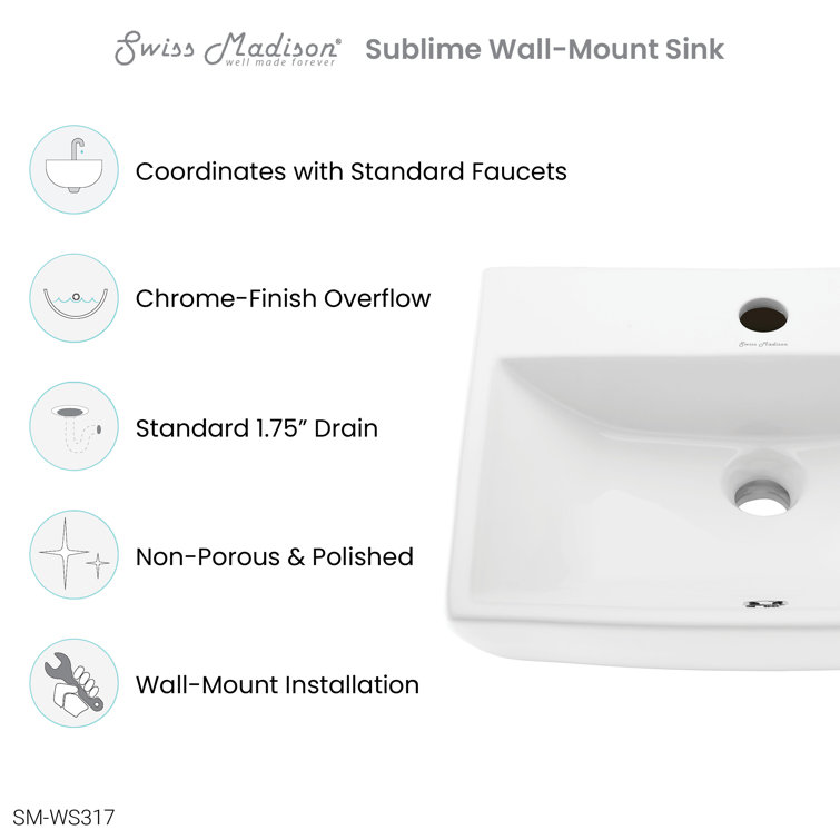 Voltaire Glossy White Compact Ceramic Wall Hung Sink