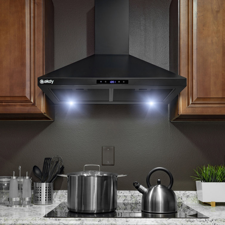 30-Inch Black Stainless Steel Convertible Wall Mount Range Hood
