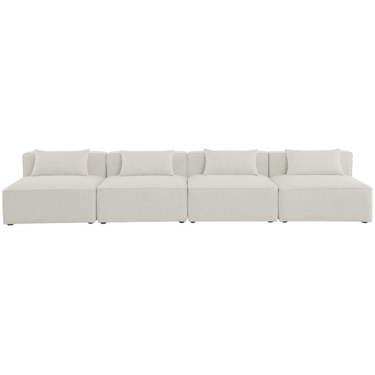 Cube 144'' Beige Linen Modular Armless Sofa