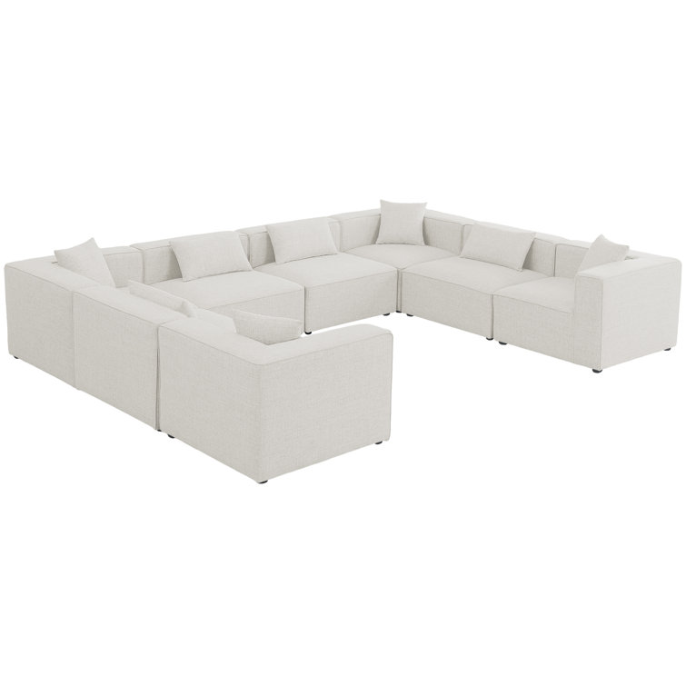 Elegant Cream Linen 8-Piece Modular Sectional Sofa