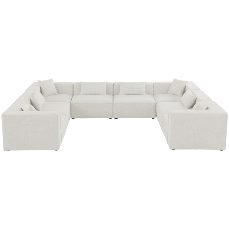 Elegant Cream Linen 8-Piece Modular Sectional Sofa
