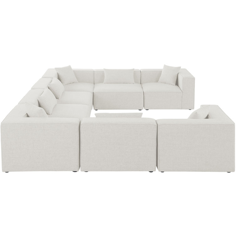 Elegant Cream Linen 8-Piece Modular Sectional Sofa
