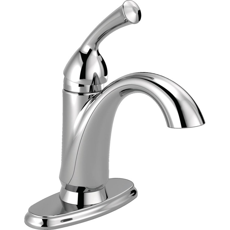 Chrome Single Hole Modern Bathroom Faucet with Drain Assembly