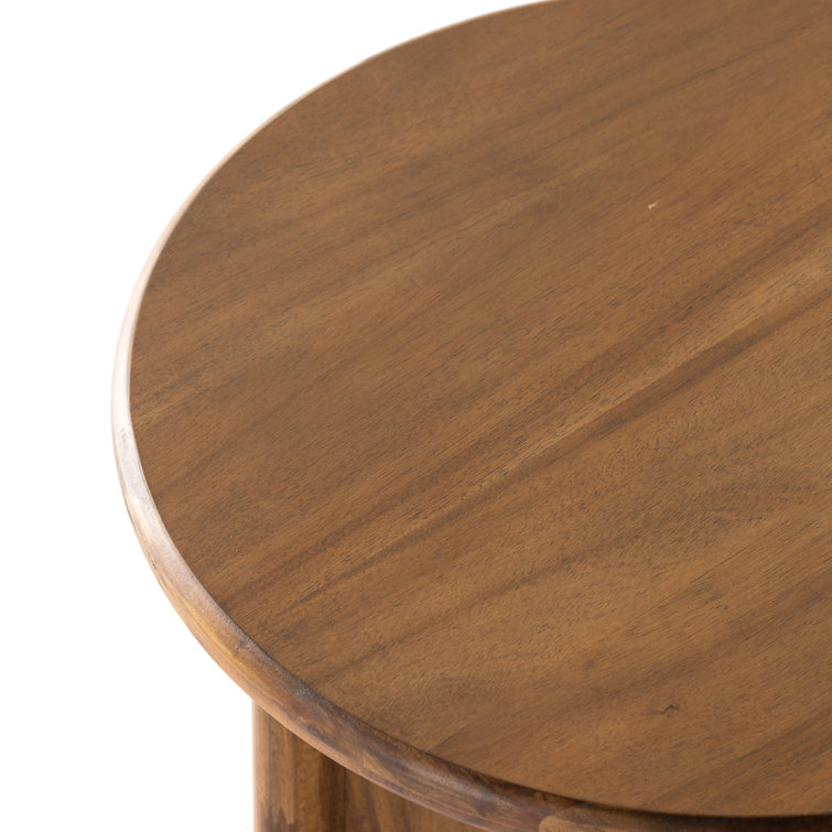 Contemporary Round Brown Wood End Table
