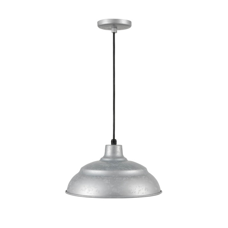 Modern Galvanized Aluminum 14" LED Bowl Pendant Light for Indoor/Outdoor