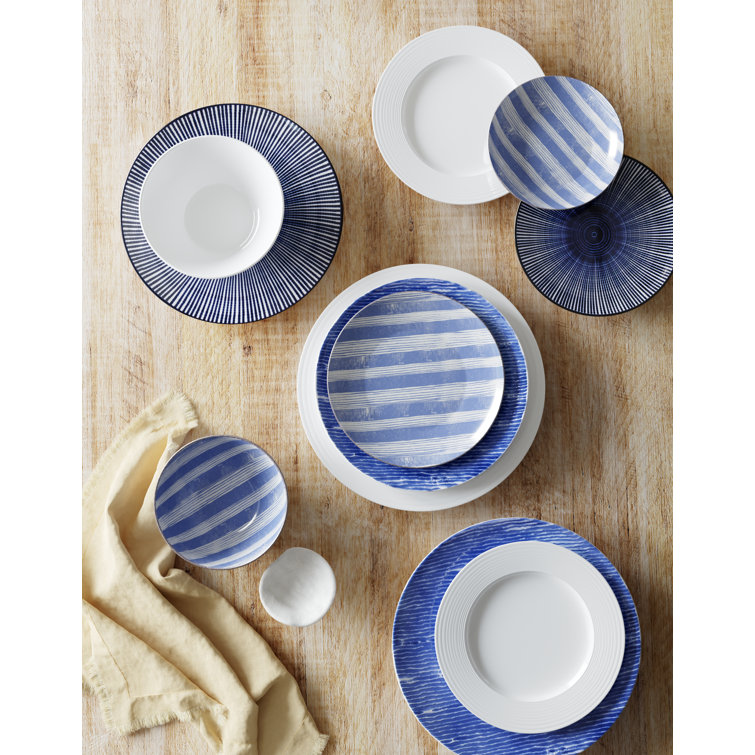 Blue and White Porcelain 12-Piece Dinnerware Set