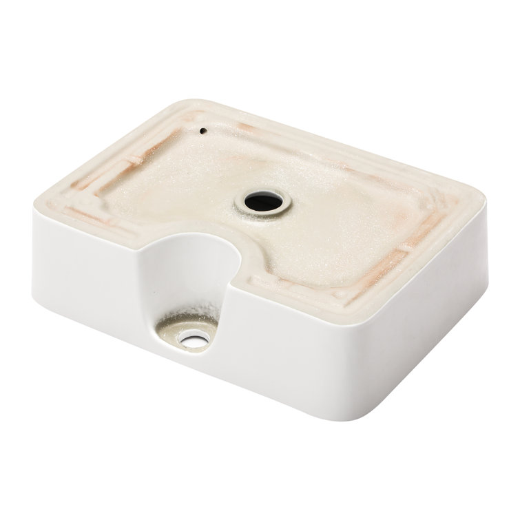 16" x 12" White Ceramic Rectangular Bathroom Vessel Sink