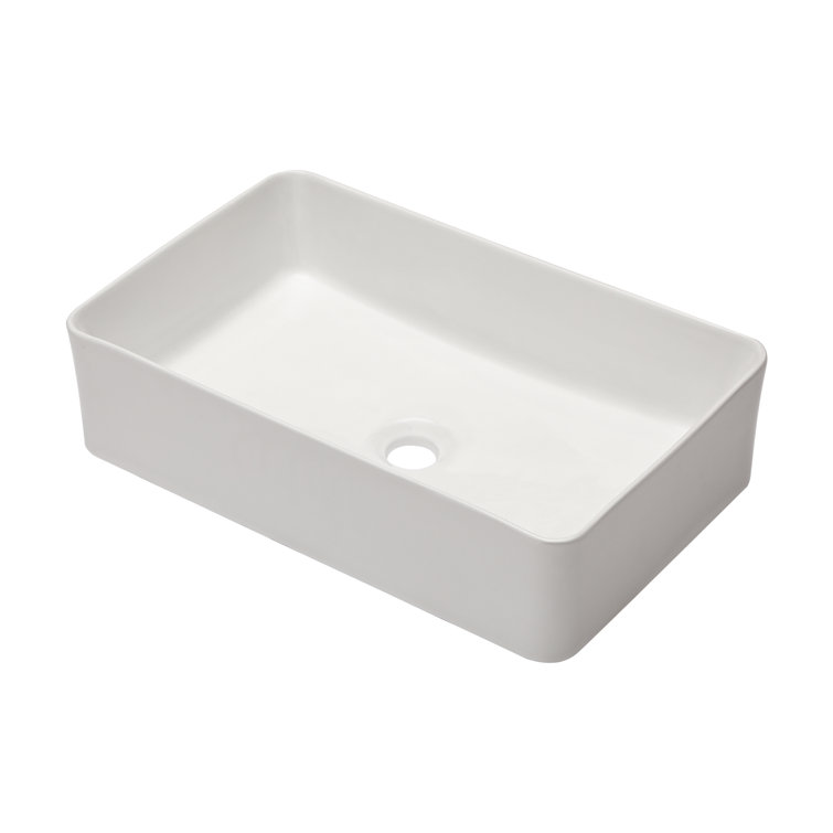 21" x 14" White Ceramic Rectangular Vessel Sink