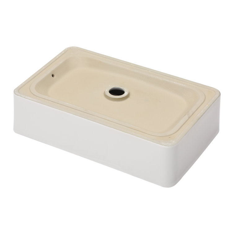 21" x 14" White Ceramic Rectangular Vessel Sink
