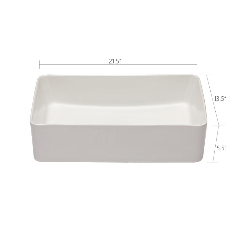21" x 14" White Ceramic Rectangular Vessel Sink