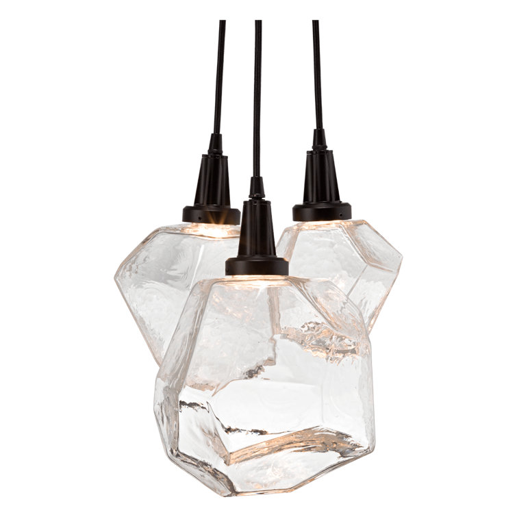 Gem 3-Light LED Cluster Pendant with Hand-Blown Glass Shades
