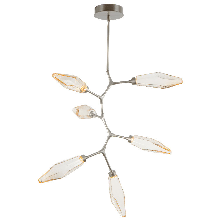 Modern Vine LED Chandelier in Bronze with Crystal Glass Shades