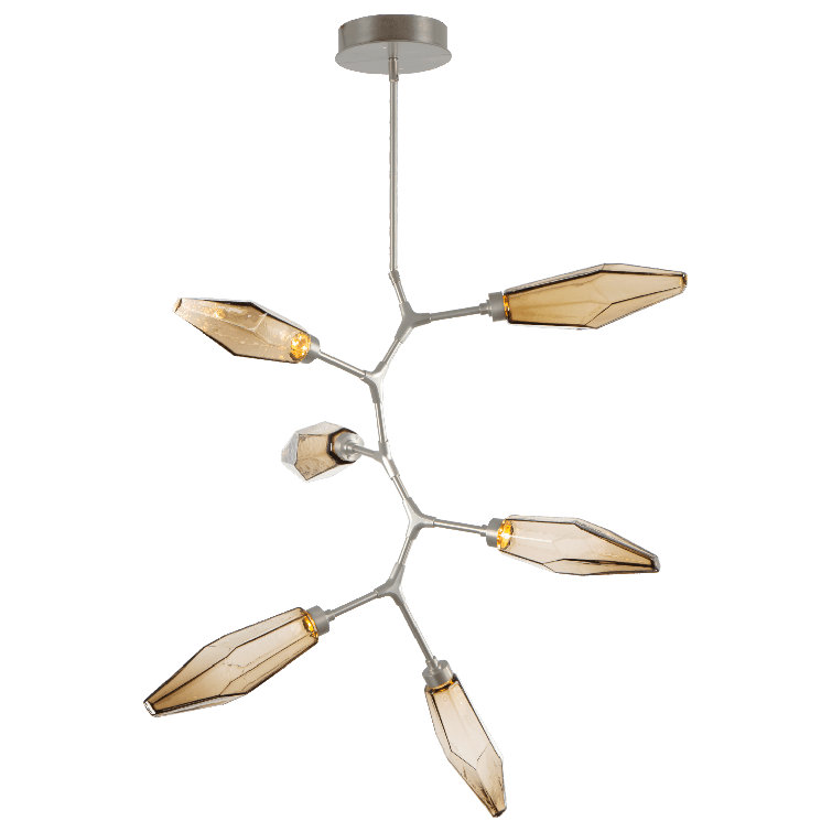 Bronze and Crystal 6-Light Starburst Chandelier