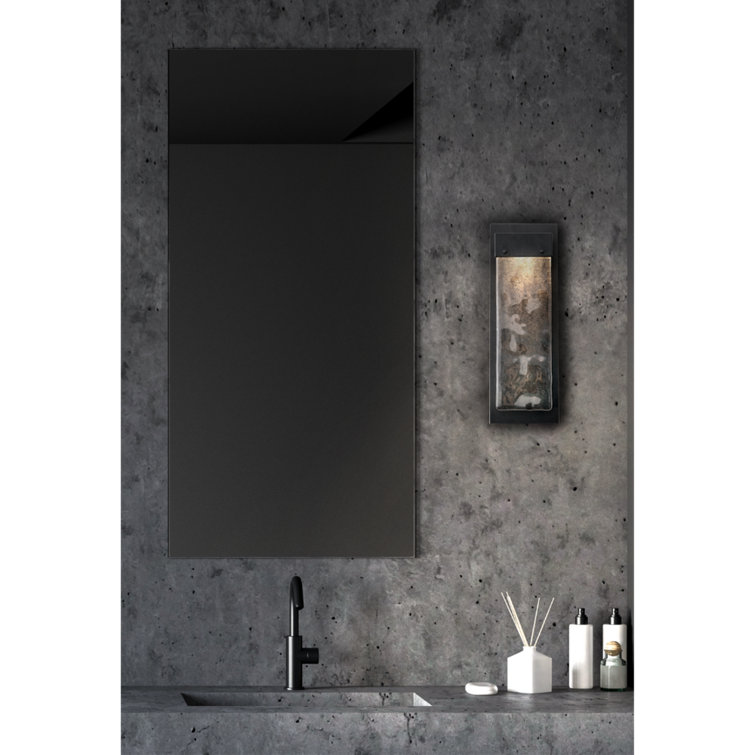 Matte Black Dimmable Wall Sconce with Smoke Granite Glass Shade