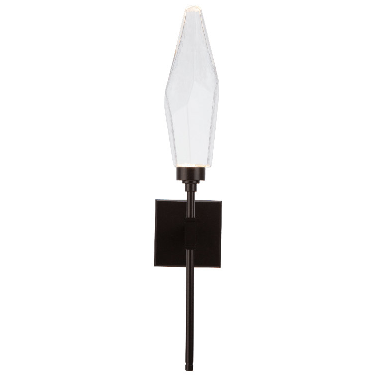 Belvedere Dimmable Rock Crystal Sconce in Flat Bronze with Clear Shade