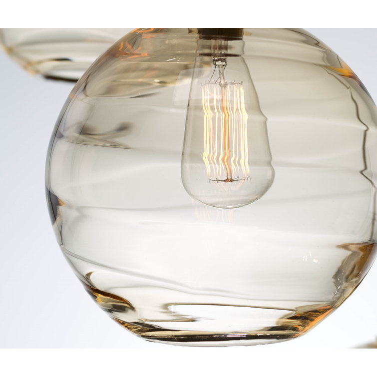Terra Optic Amber Globe Pendant in Metallic Beige Silver