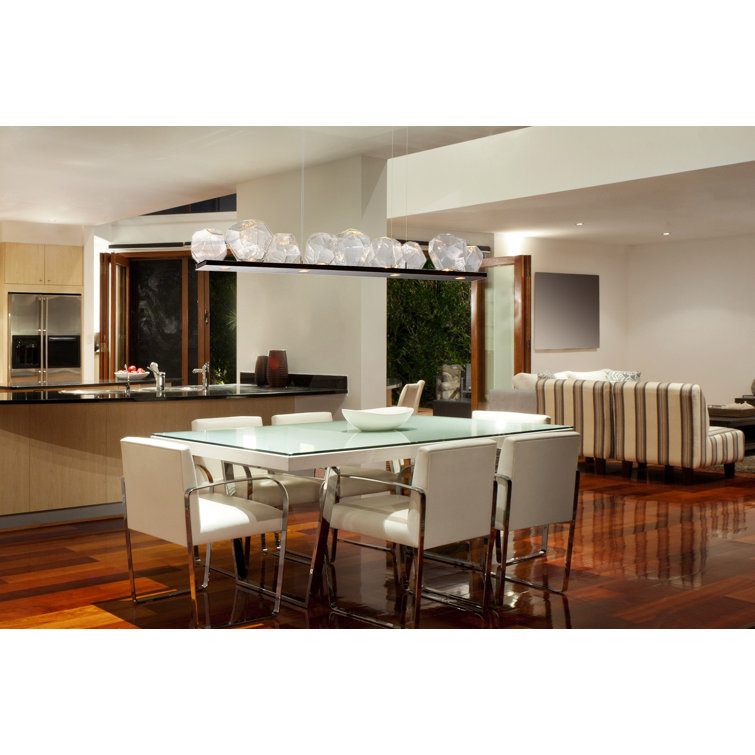 Matte Black Glass LED Linear Pendant Light