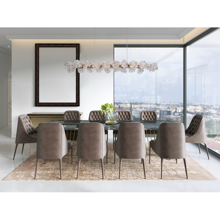 Blossom 48'' Beige Silver Glass LED Island Chandelier
