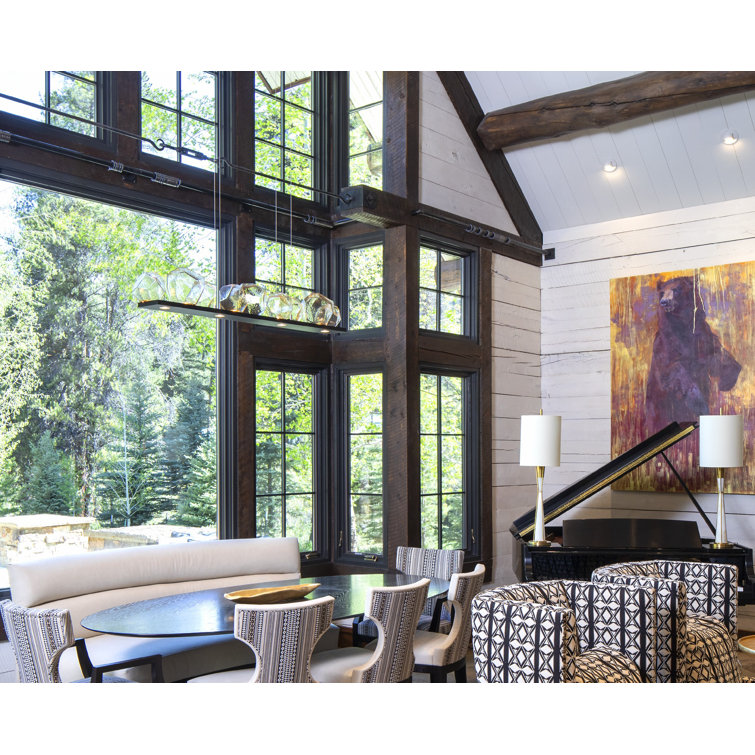 Matte Black Glass LED Linear Pendant Light