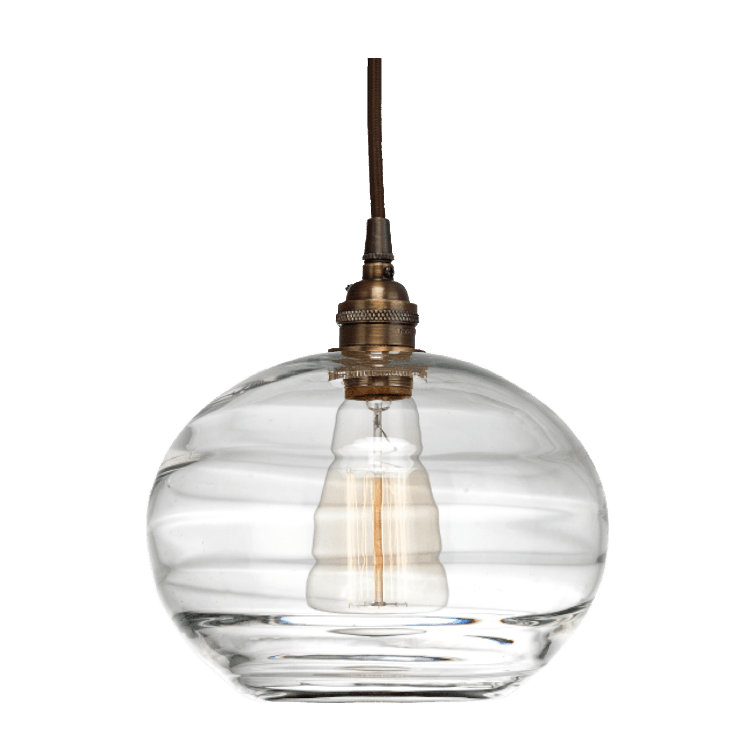 Coppa Handmade Blown Glass 8" Drum Pendant in Matte Black and Bronze