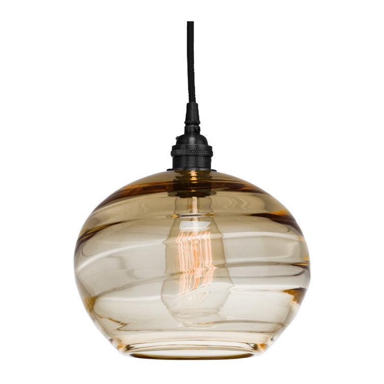 Coppa 8" Matte Black Handmade Blown Glass Drum Pendant Light