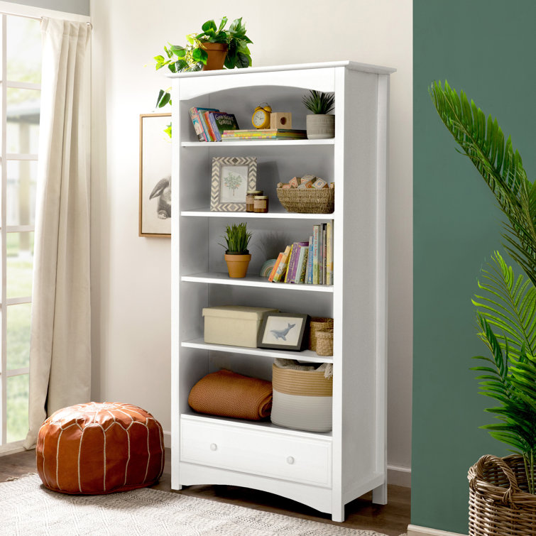 Classic White Adjustable 75'' Children's Bookcase with Drawer