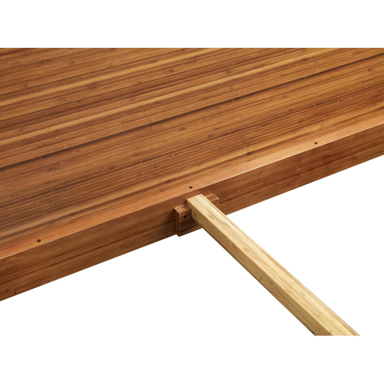 Benji Amber Queen Platform Bed with Upholstered Headboard in Bamboo