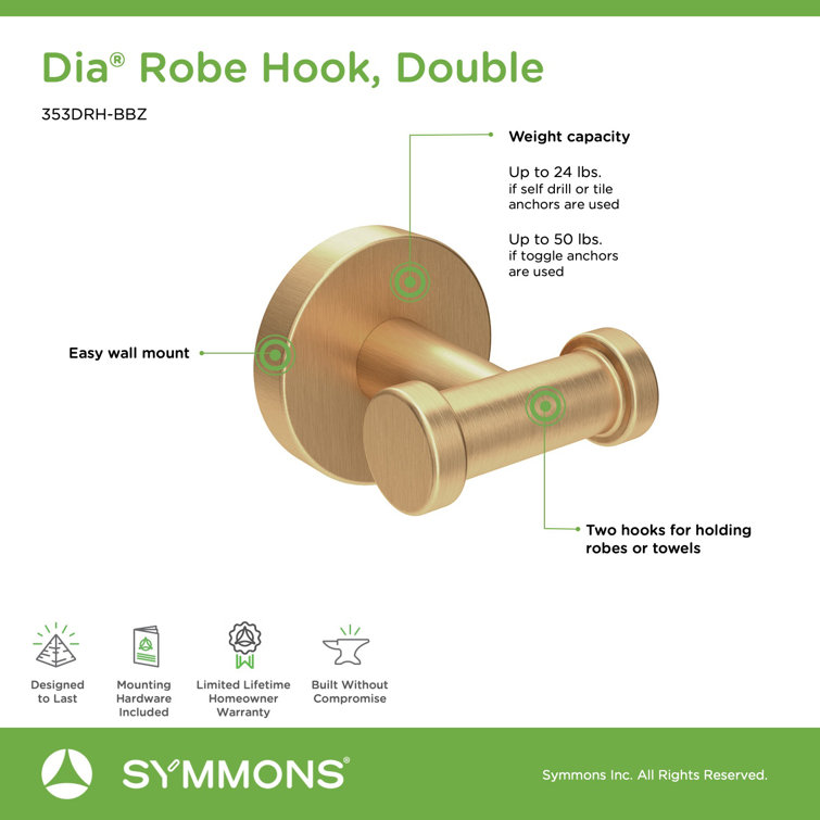 Brushed Bronze Metal Double Robe Hook