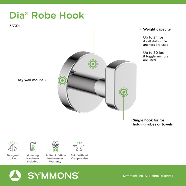 Polished Chrome Modern Metal Wall-Mounted Robe Hook