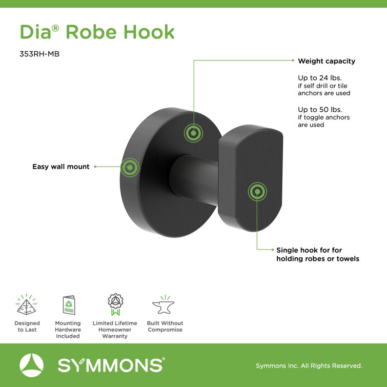 Matte Black Metal Wall-Mounted Robe Hook