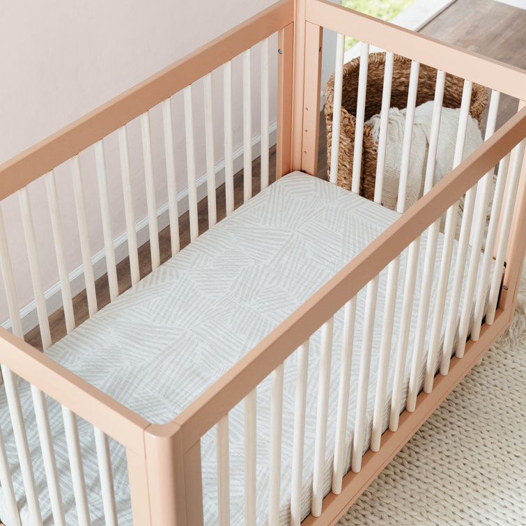 White and Natural Pine Wood 3-in-1 Convertible Crib