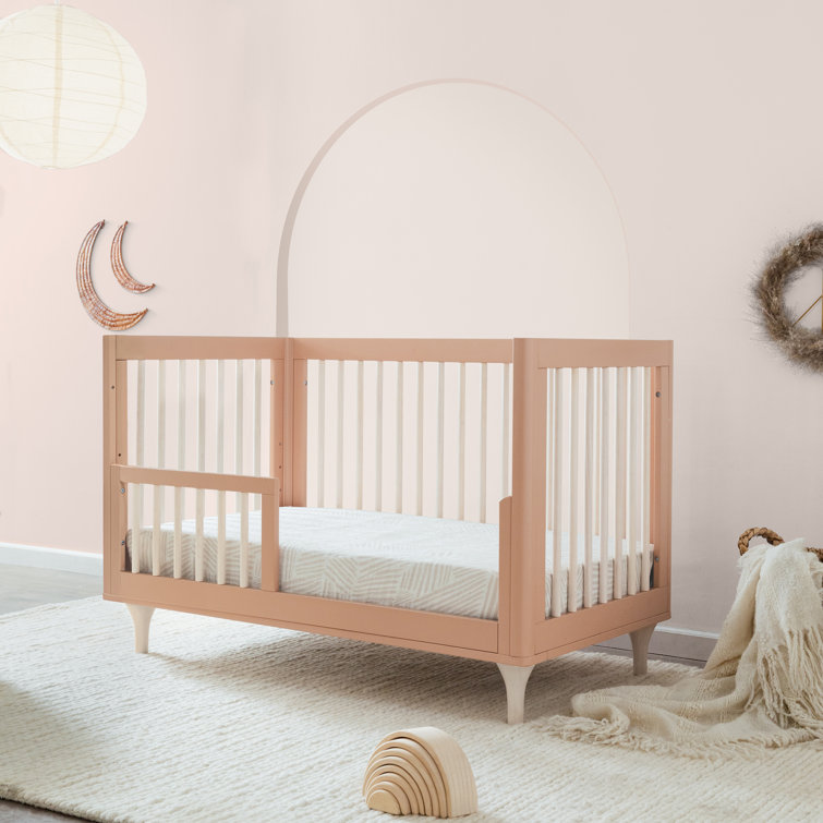 White and Natural Pine Wood 3-in-1 Convertible Crib