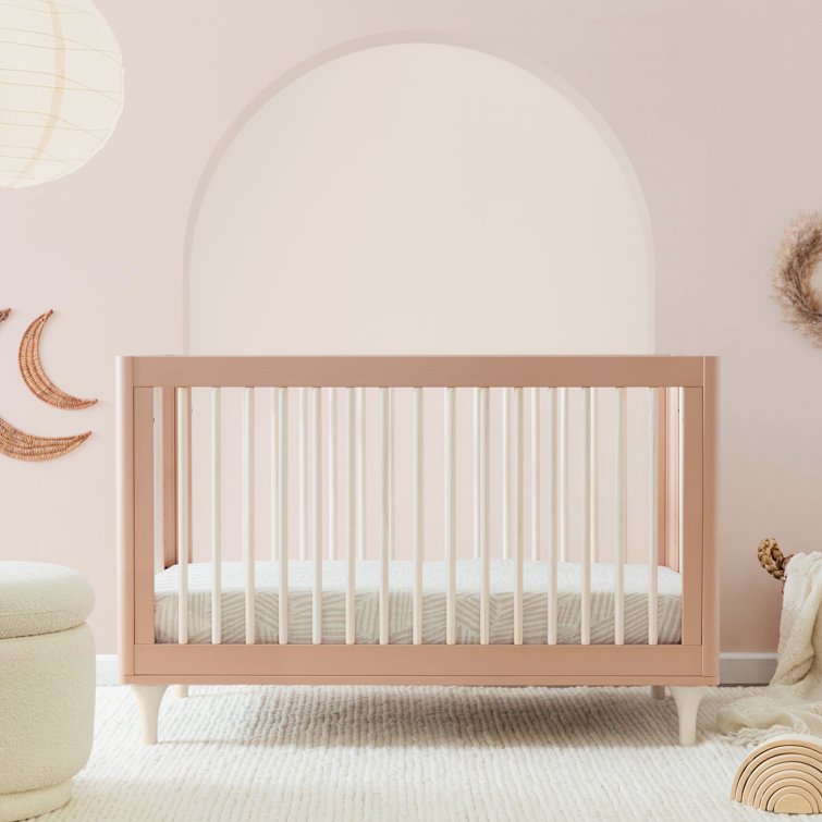 White and Natural Pine Wood 3-in-1 Convertible Crib